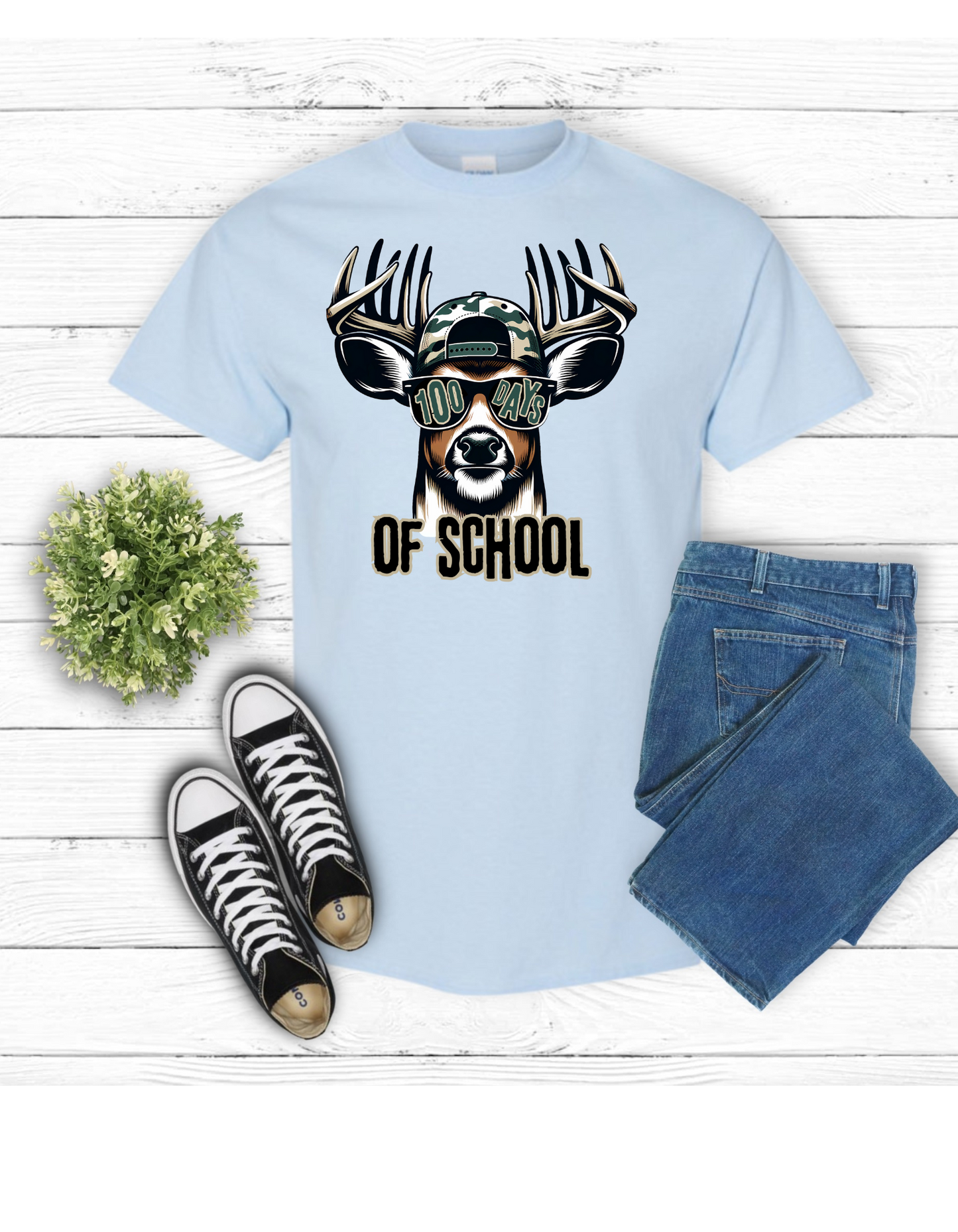 100 Days of School Buck Youth T Shirt