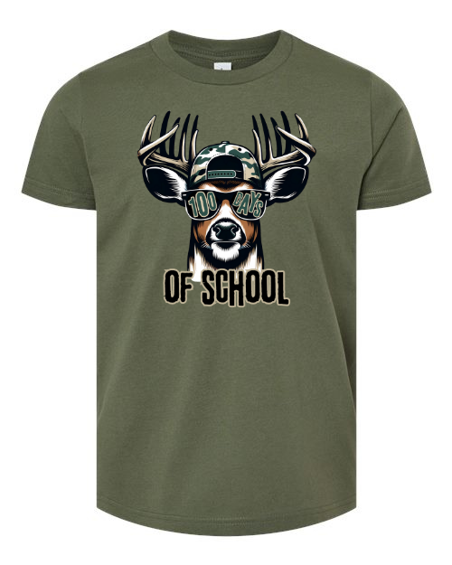 100 Days of School Buck Youth T Shirt