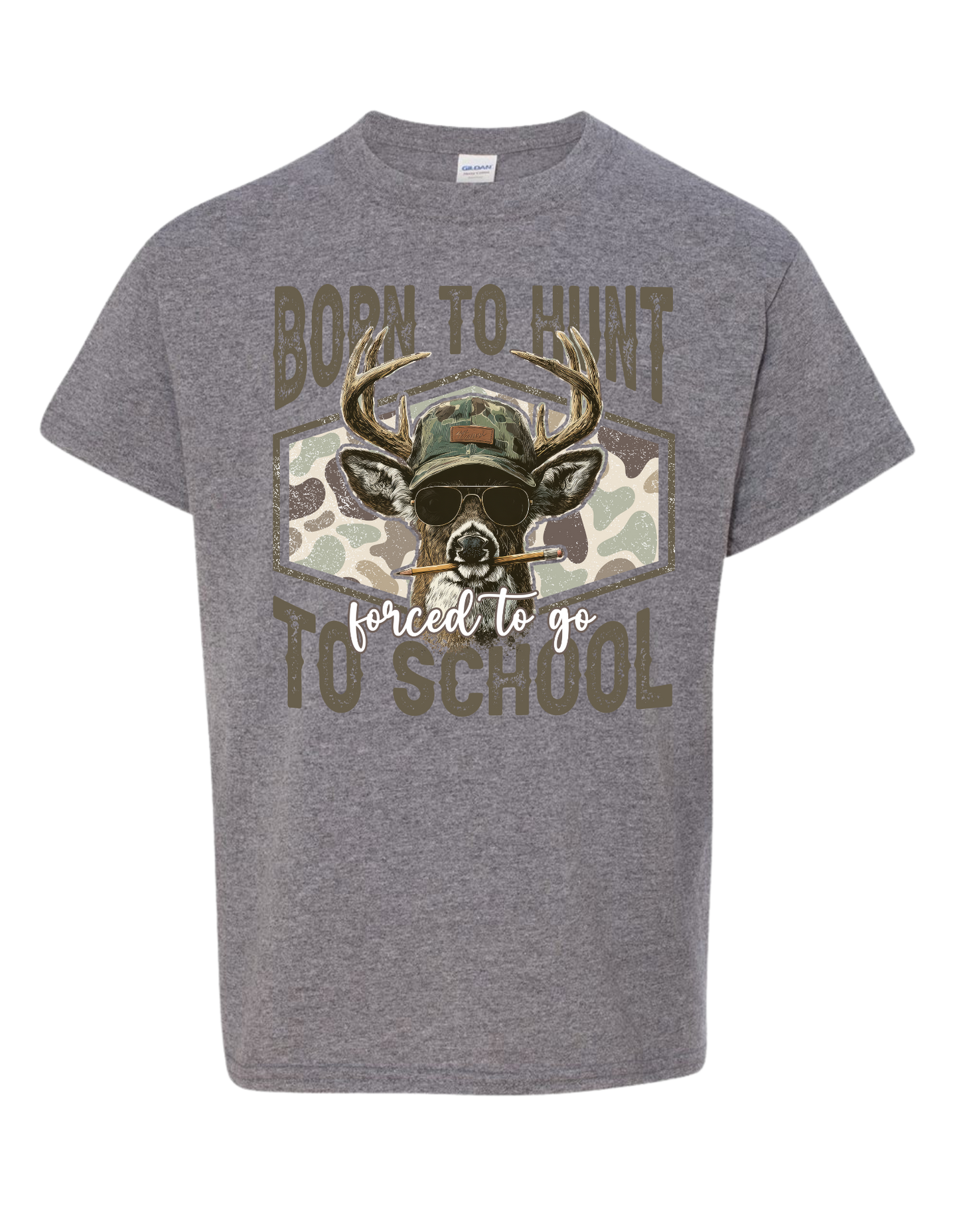 Born To Hunt Forced To Go To School Buck T Shirt