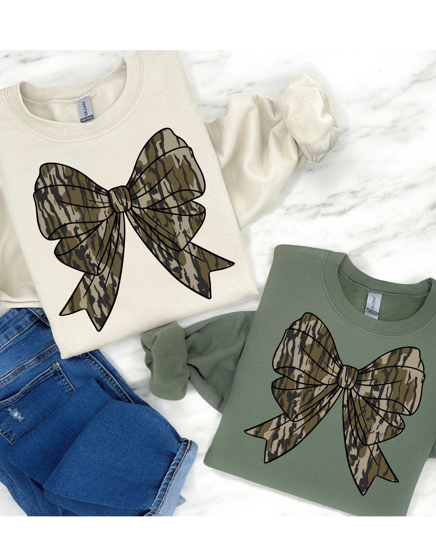Camo Bow Short/Long Sleeve Shirt or Sweatshirt