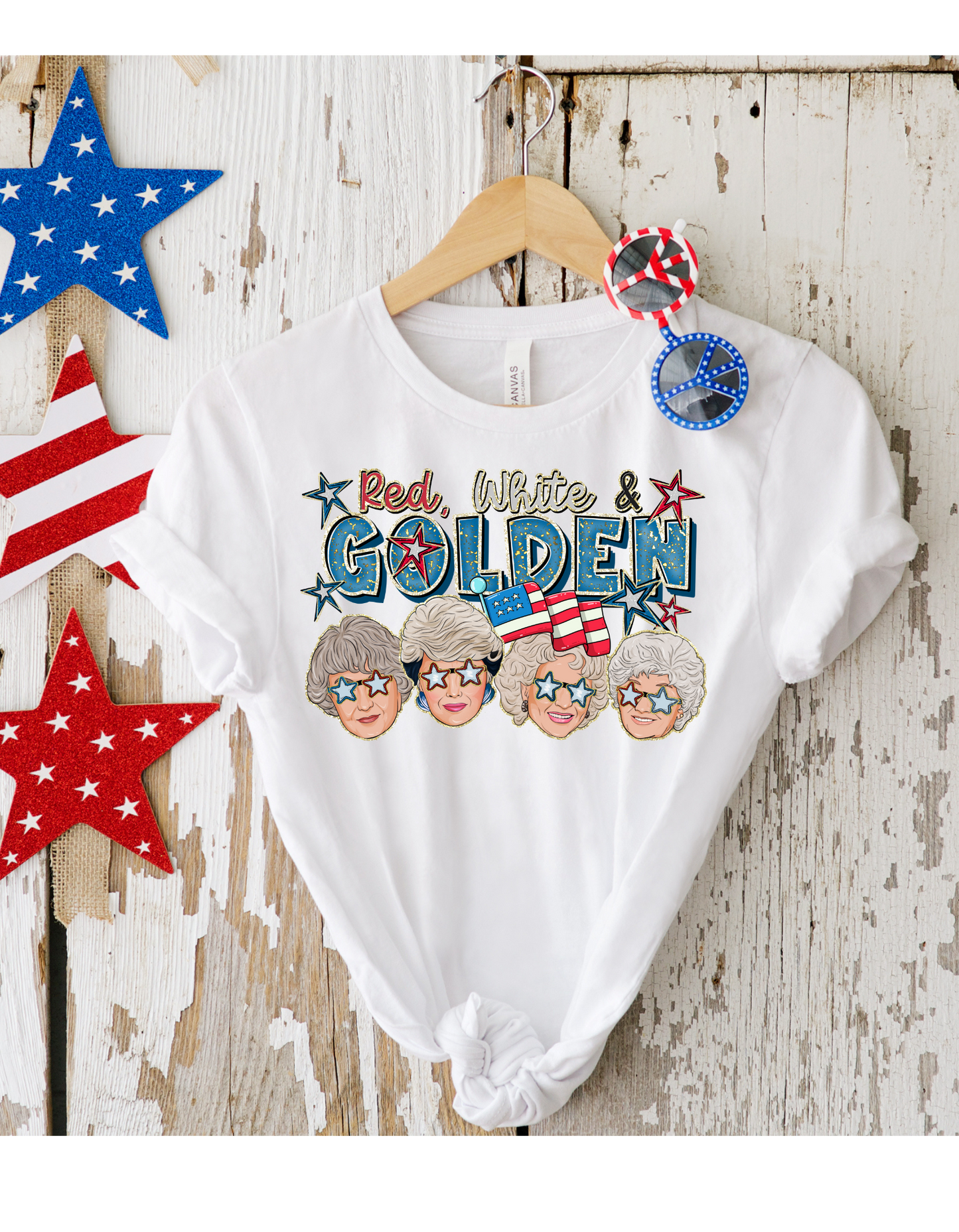 Red, White, & Golden Patriotic Golden Girls T Shirt
