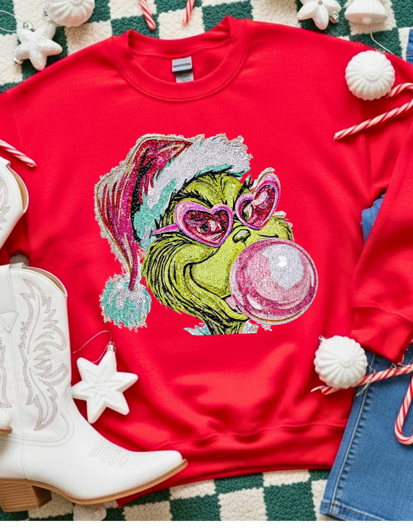 Glitzy Green Man Short/Long Sleeve Shirt or Sweatshirt (Youth & Adult)