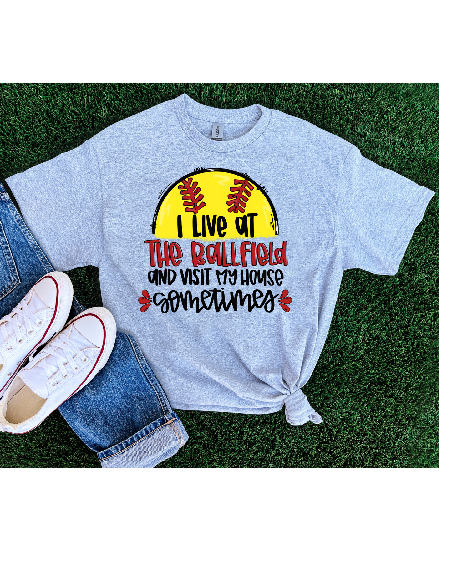 I Live At The Ballfield Softball T Shirt