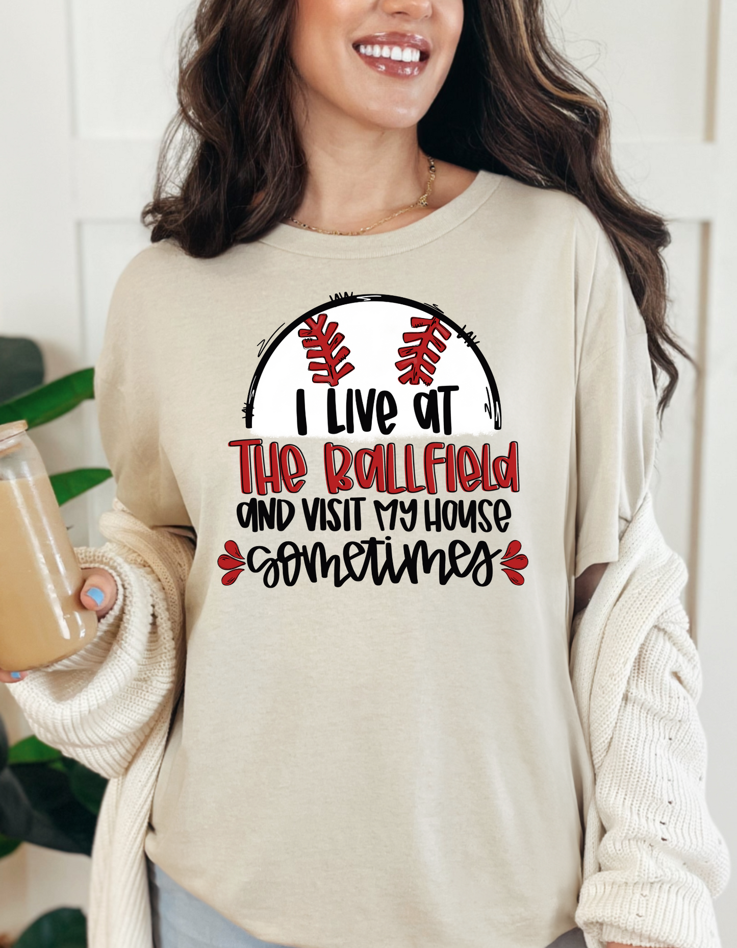 I Live At The Ballfield Baseball T Shirt