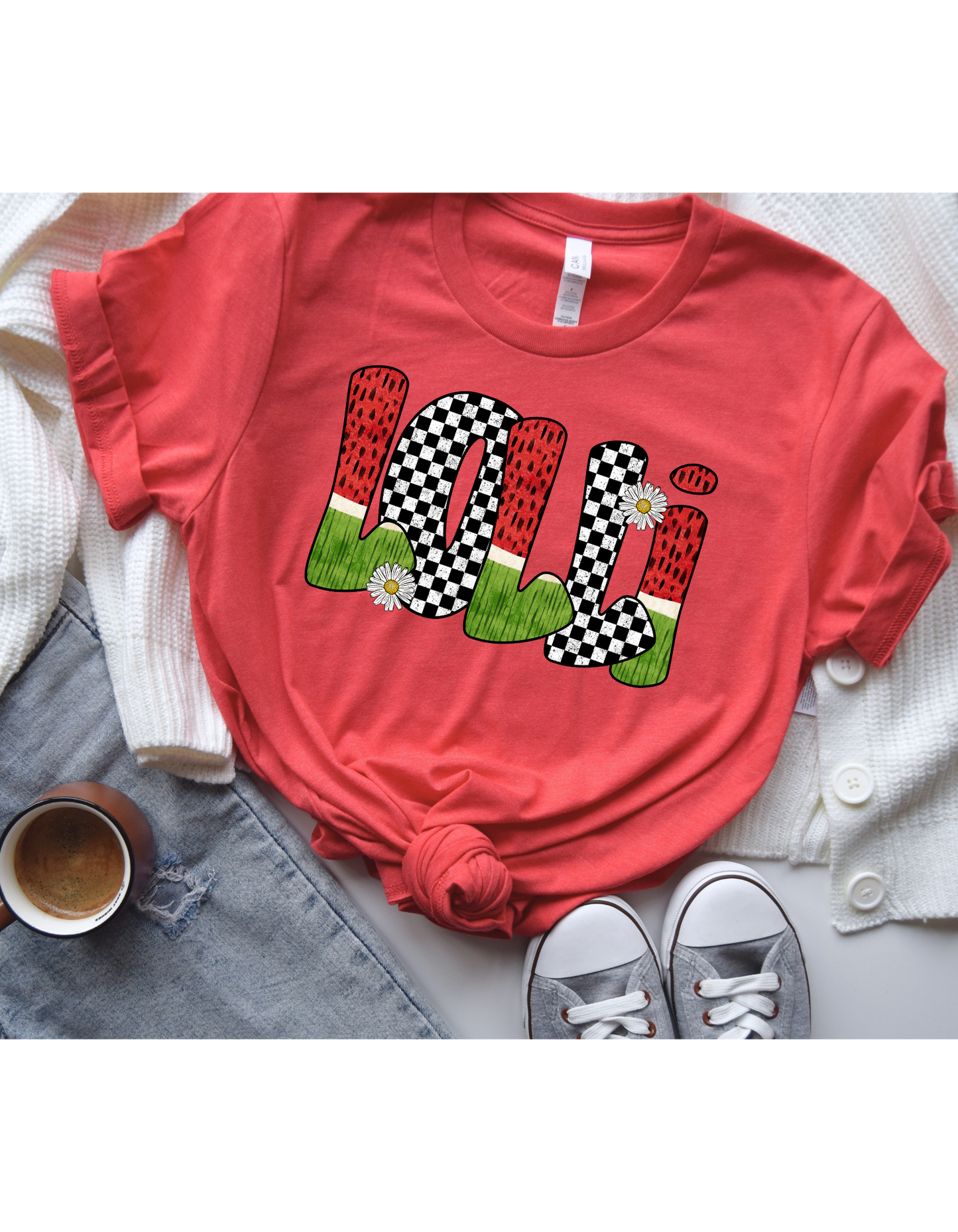 Meme or Lolli Watermelon and Check Design T Shirt