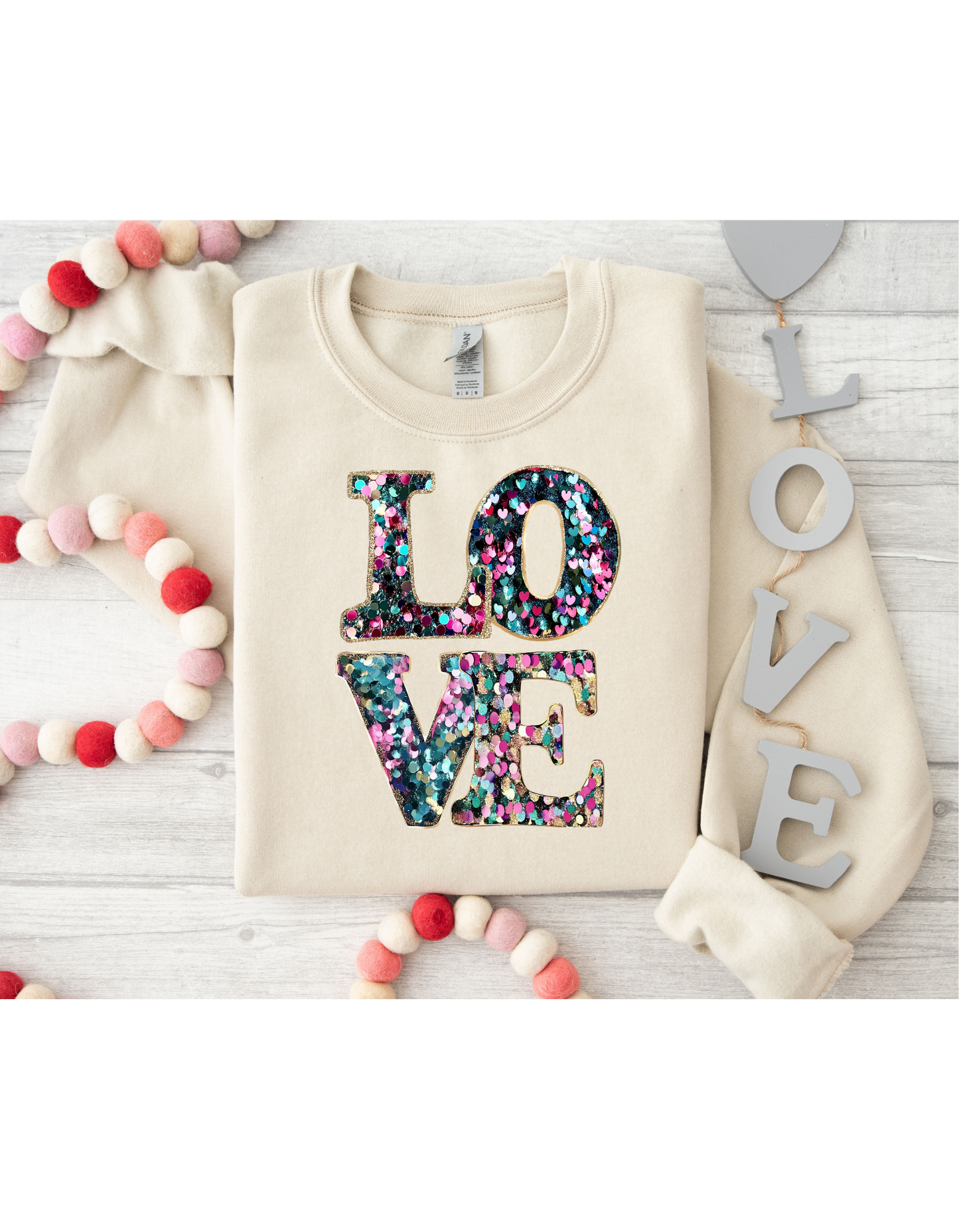 Love Glitter Print T Shirt or Sweatshirt