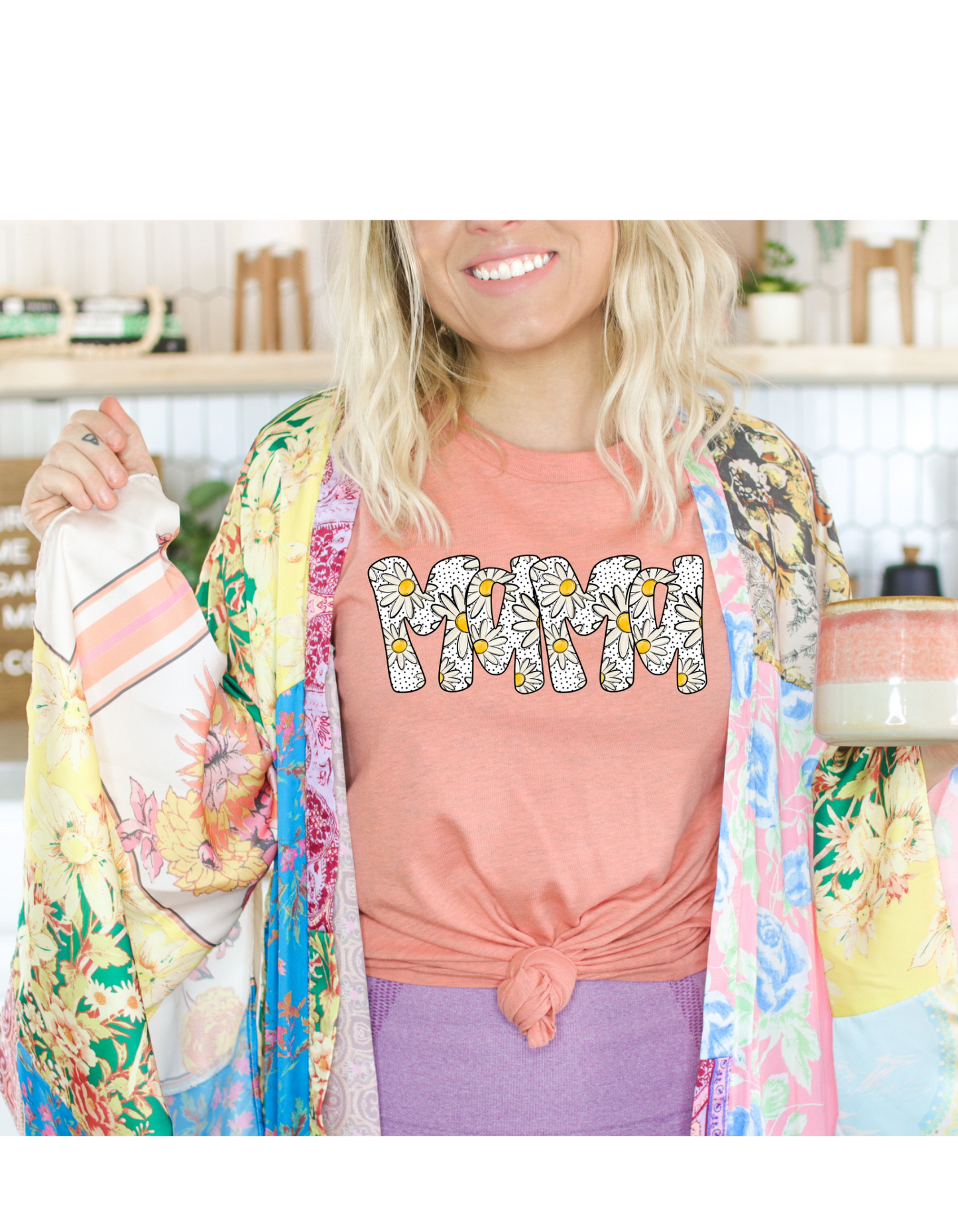 Mama, Grandma, Lolli, or Nanny Daisy Print T Shirt