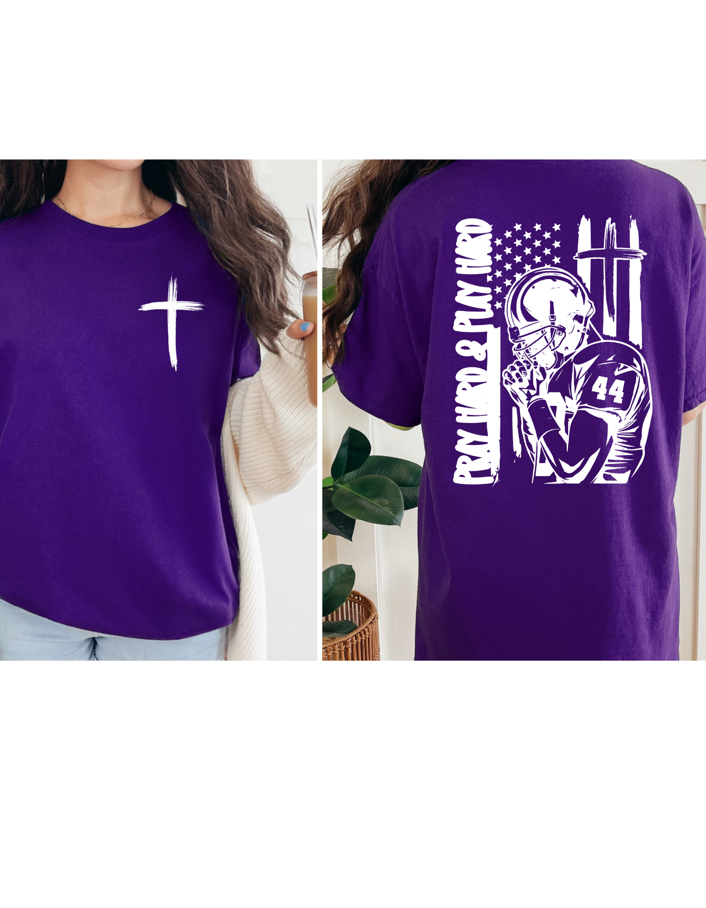 Personalized Pray Hard & Play Hard Short or Long Sleeve T Shirt