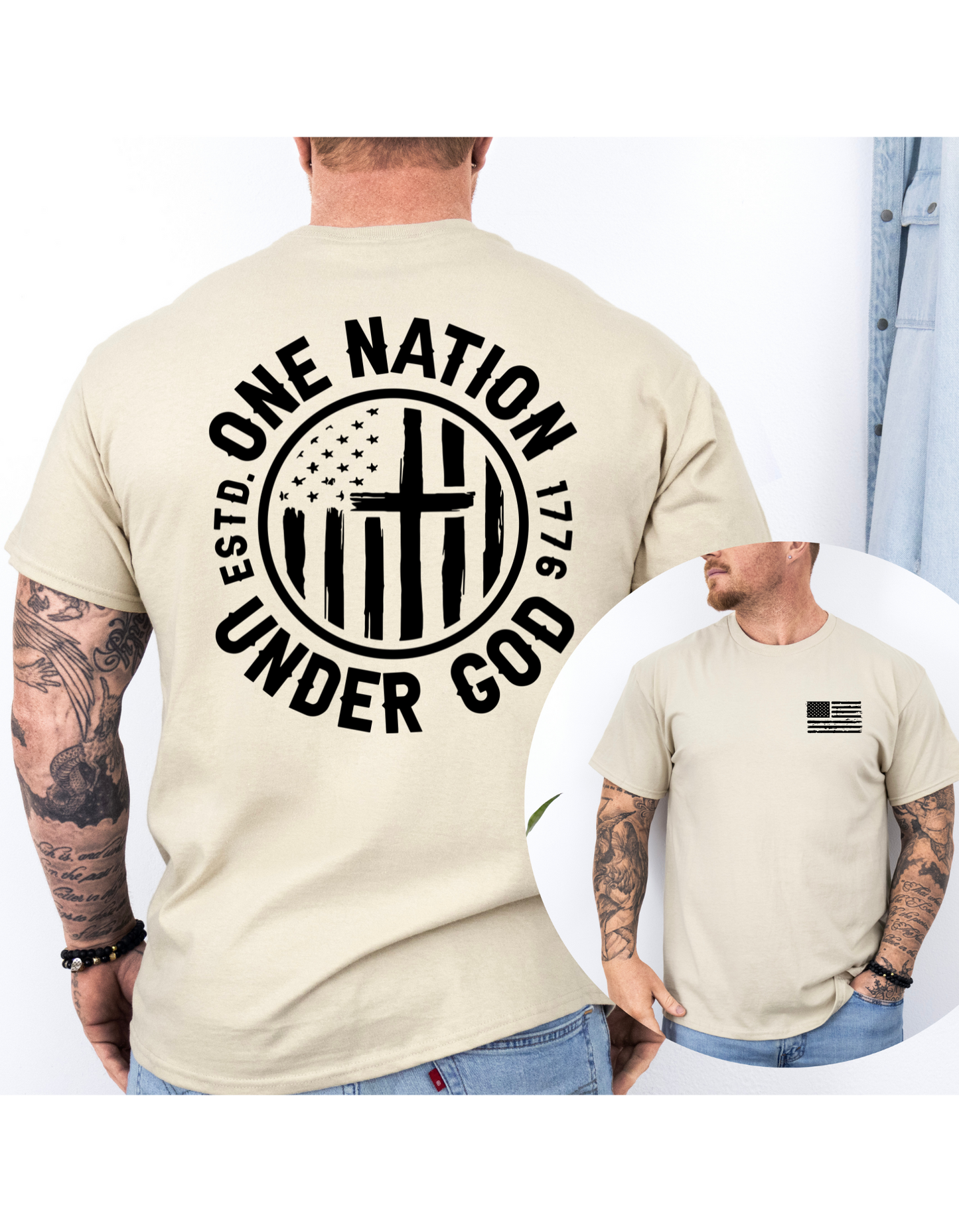One Nation Under God Sand T Shirt or Hoodie
