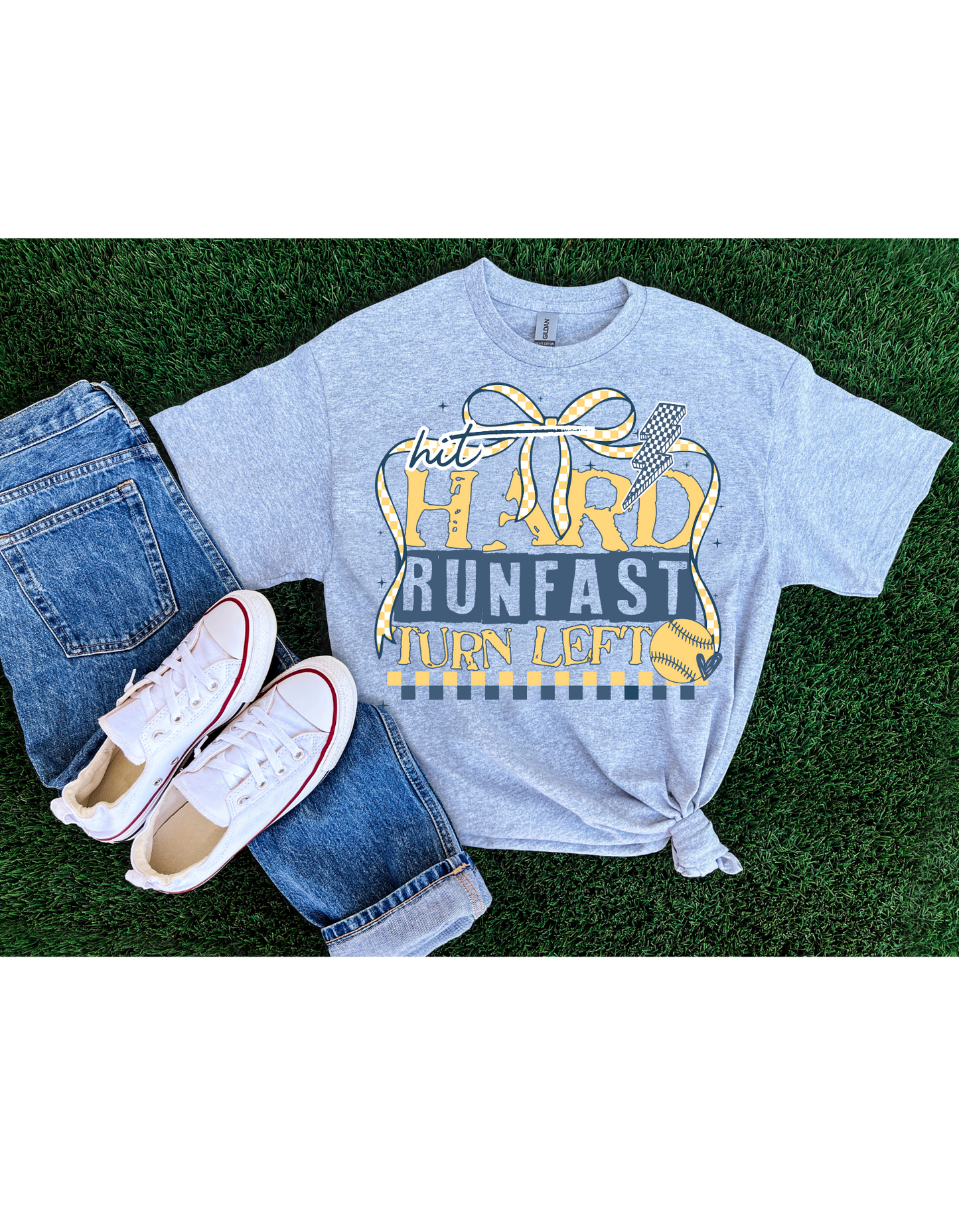 Hit Hard Run Fast Turn Left Youth Baseball/Softball T Shirt