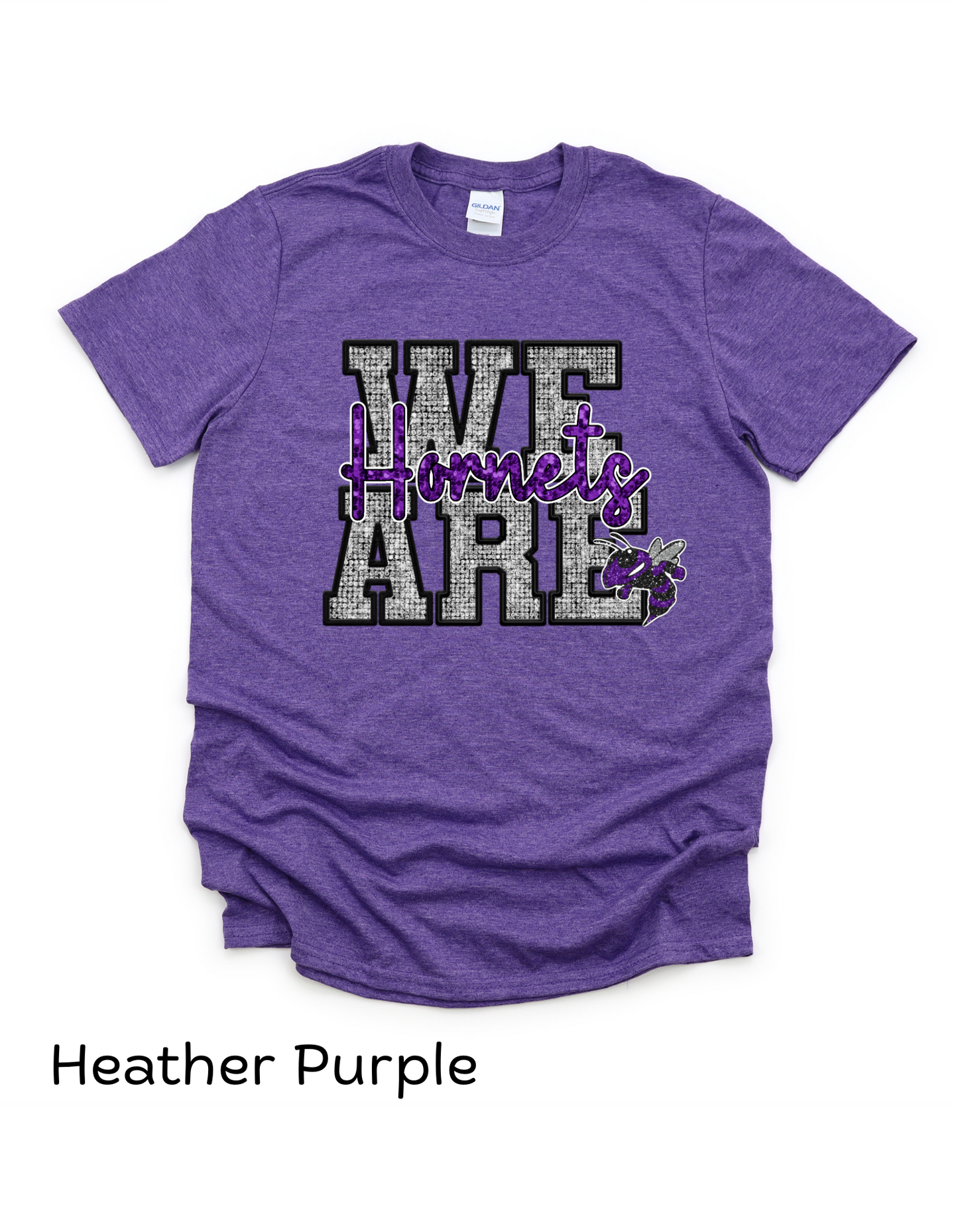 We Are Hornets faux sequin T shirt