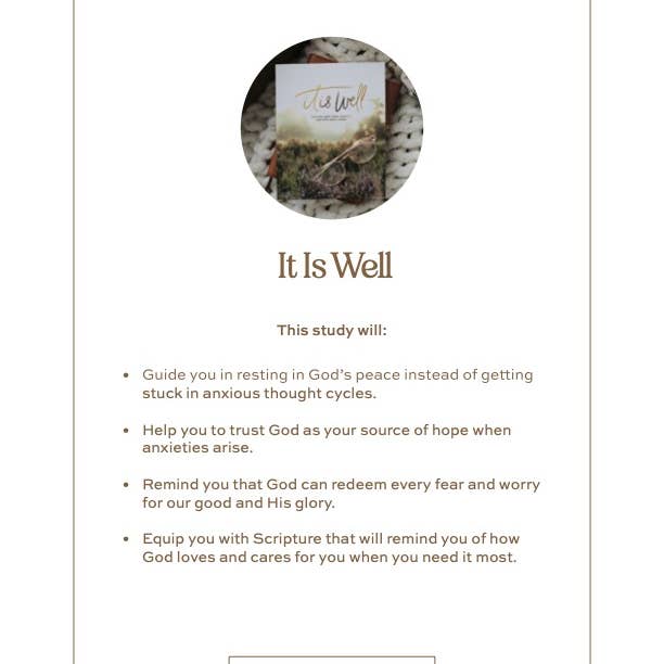 It Is Well Anxiety Bible Study