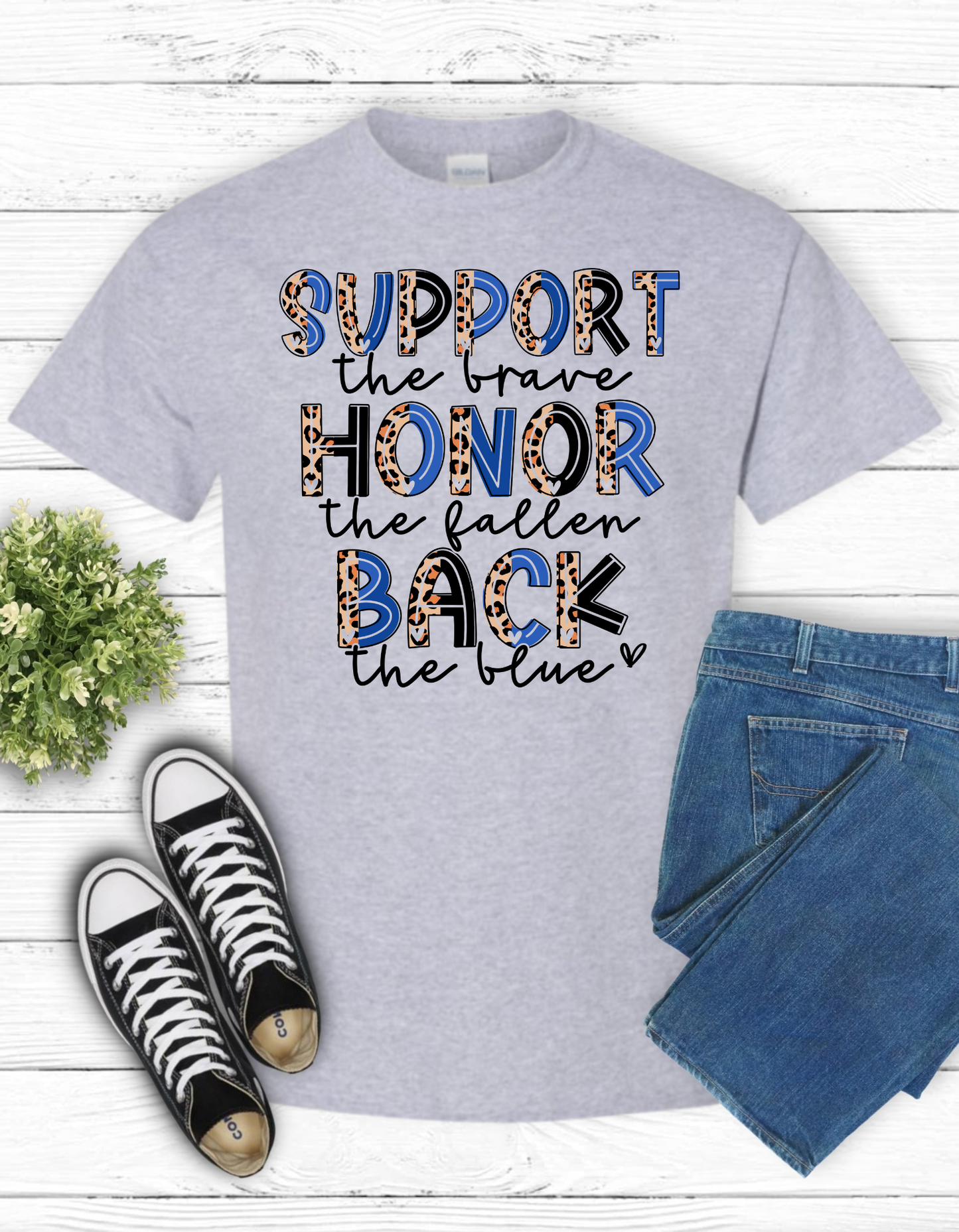 Back The Blue Leopard Print T Shirt or Sweatshirt