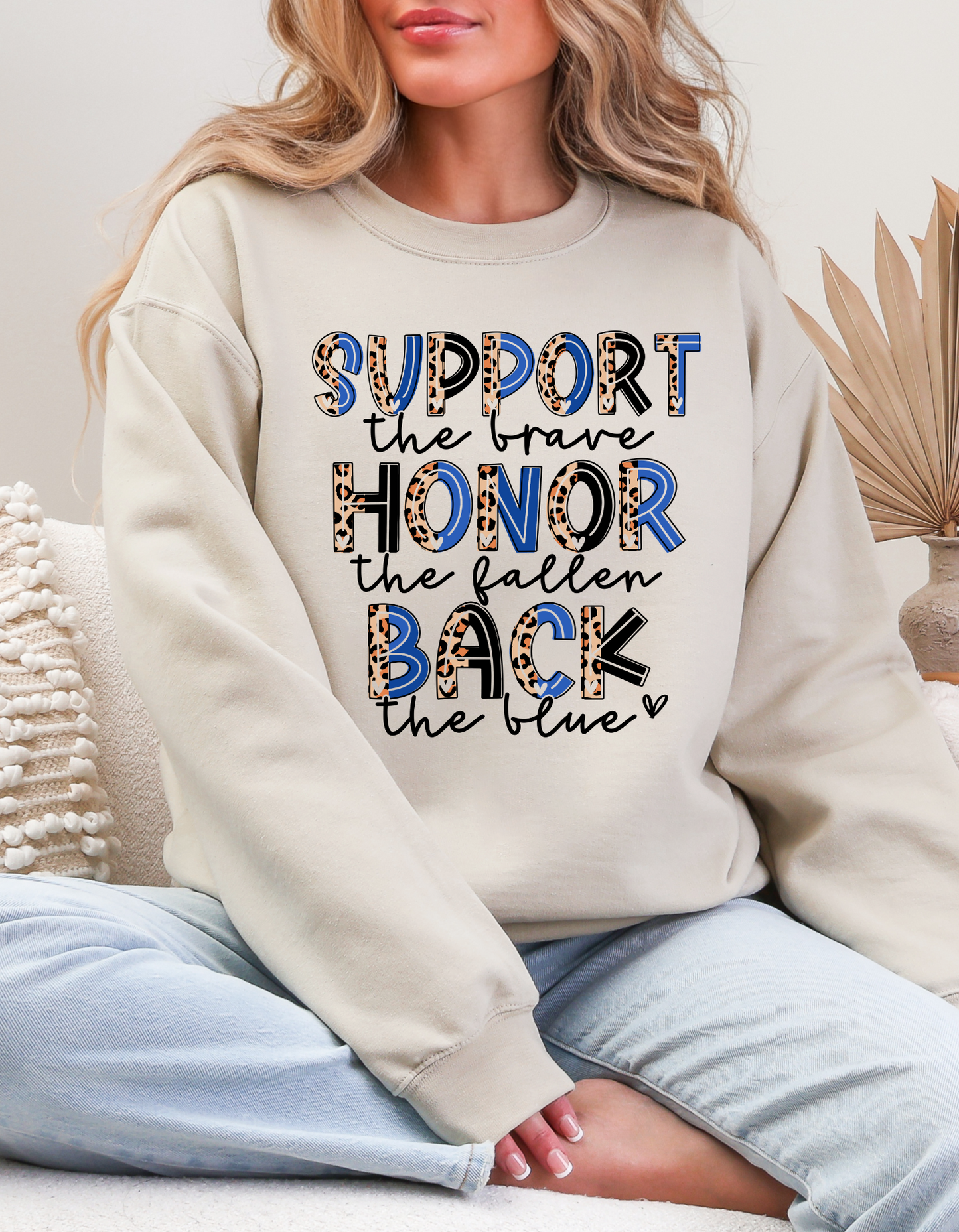 Back The Blue Leopard Print T Shirt or Sweatshirt