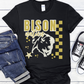 Bison Checker Short or Long Sleeve T Shirt