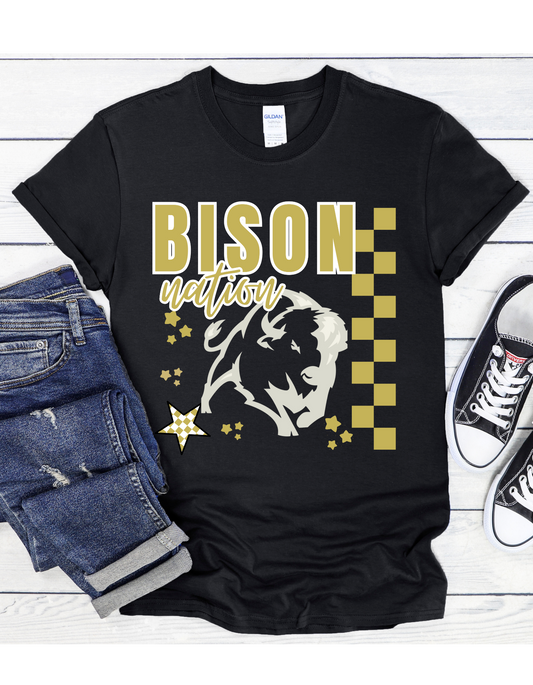 Bison Checker Short or Long Sleeve T Shirt