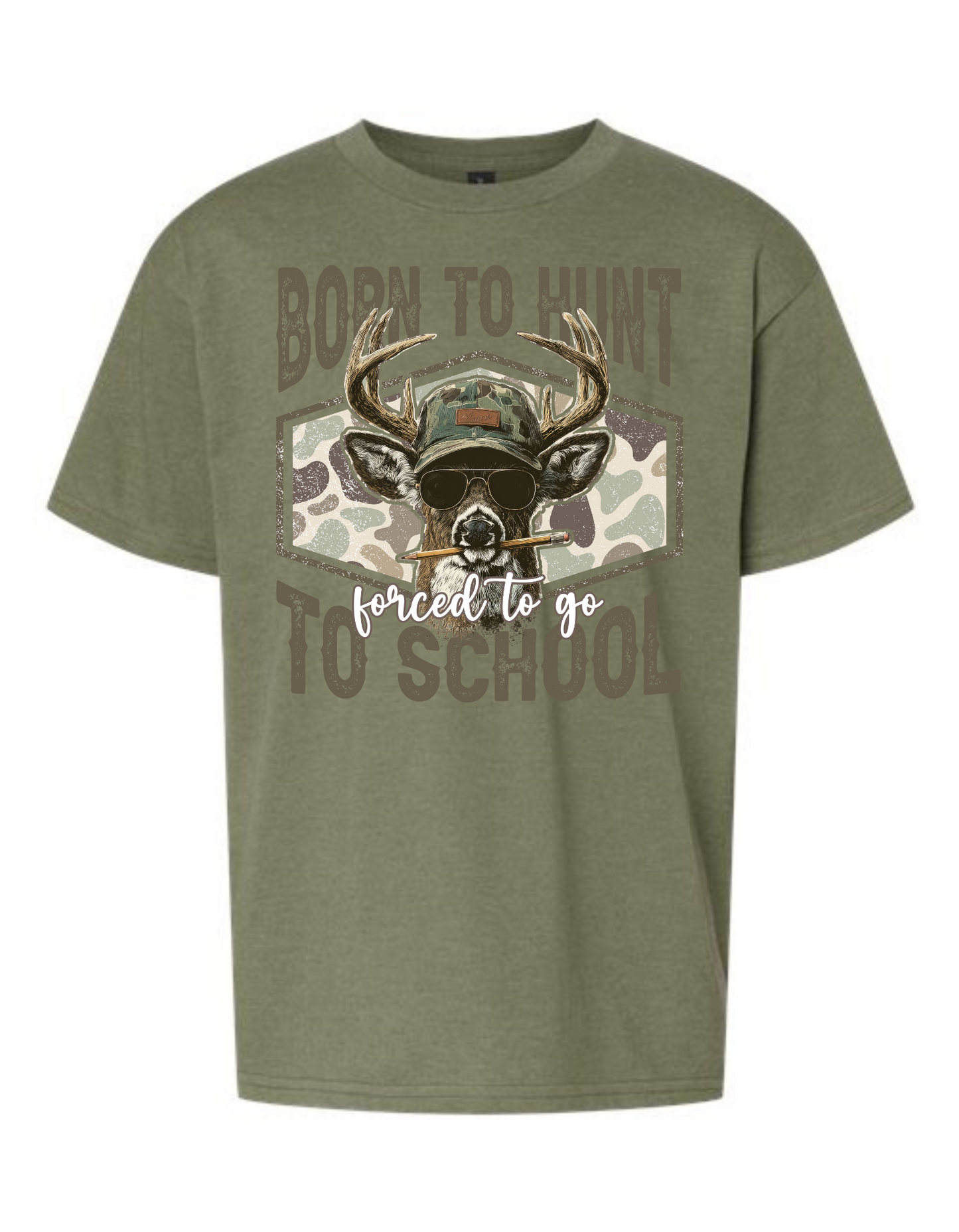 Born To Hunt Forced To Go To School Buck T Shirt