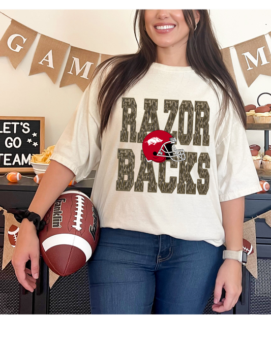 Camo Razorbacks Short or Long Sleeve T Shirt