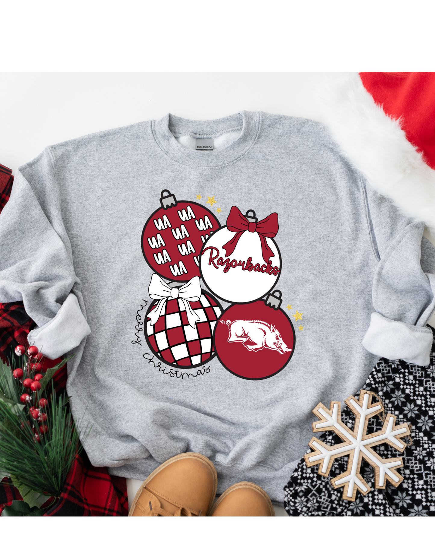 Christmas Razorback Short Sleeve Tee or Sweatshirt
