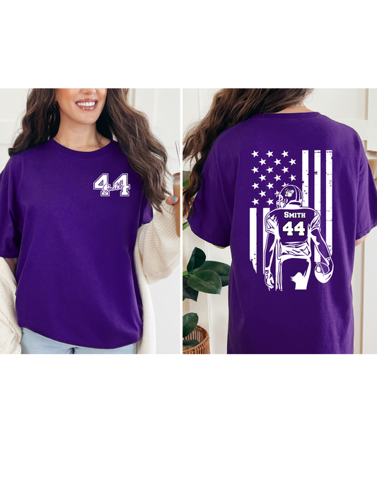 Personalized Football Player Short or Long Sleeve T Shirt