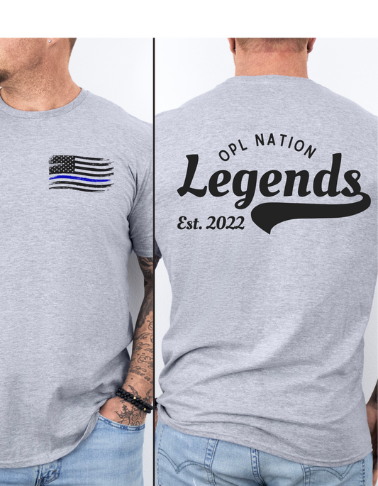 OPL Legends with Thin Blue Line American Flag T Shirt