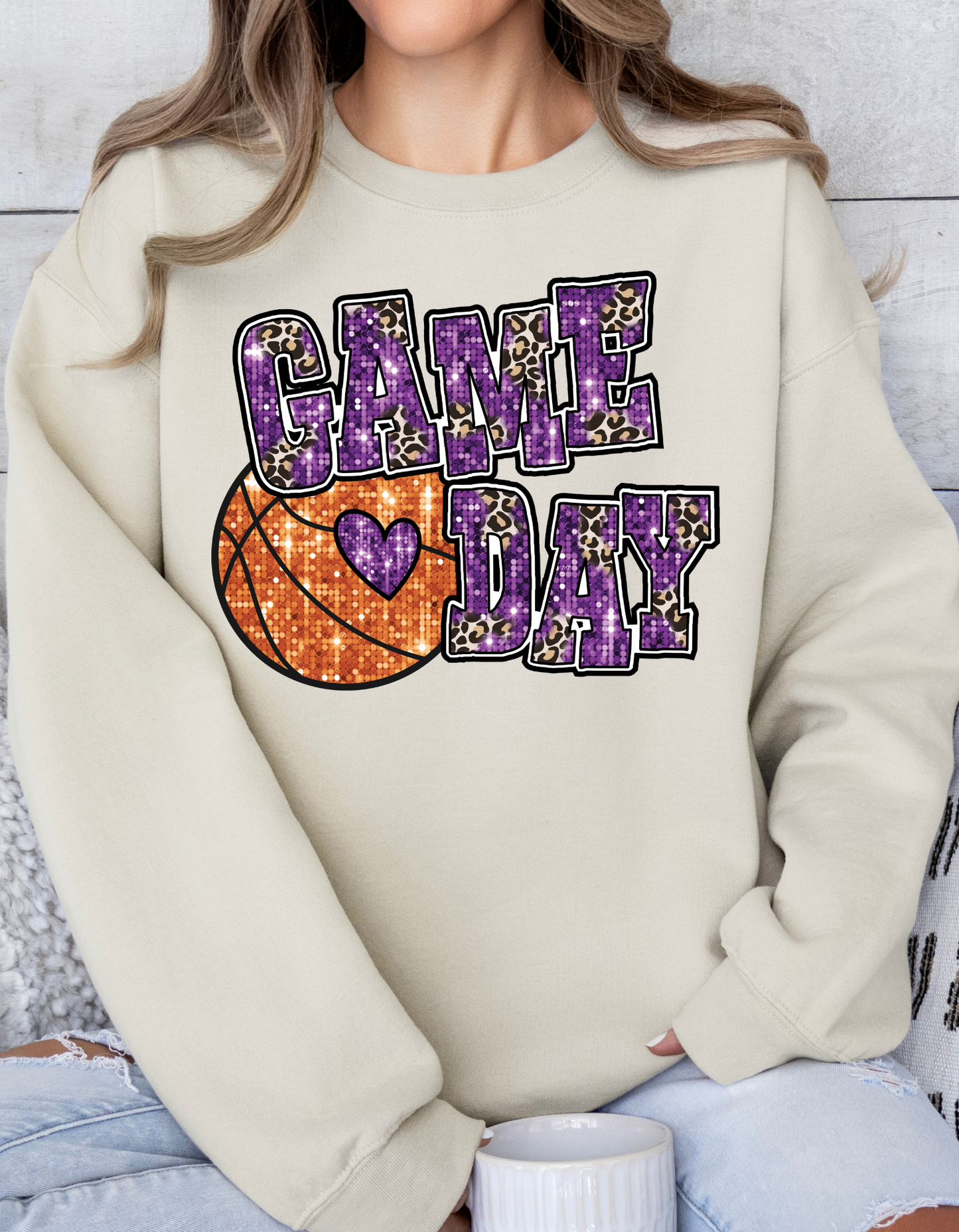 Hornets Faux Glitter Game Day Basketball Short/Long Sleeve, Sweatshirt, or Hoodie