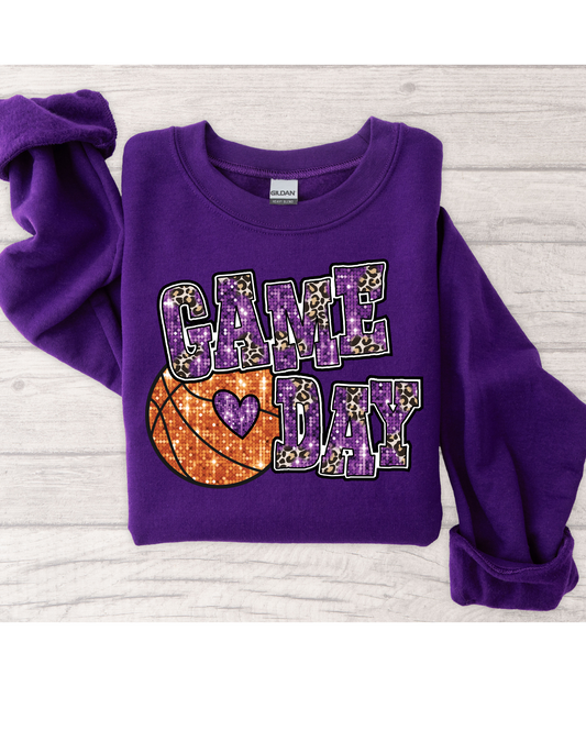 Hornets Faux Glitter Game Day Basketball Short/Long Sleeve, Sweatshirt, or Hoodie