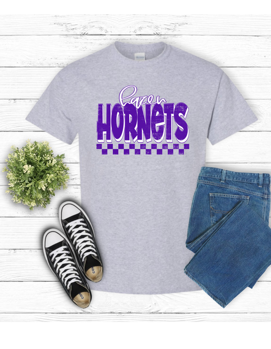 Hazen Hornets Checkered Mascot T shirt