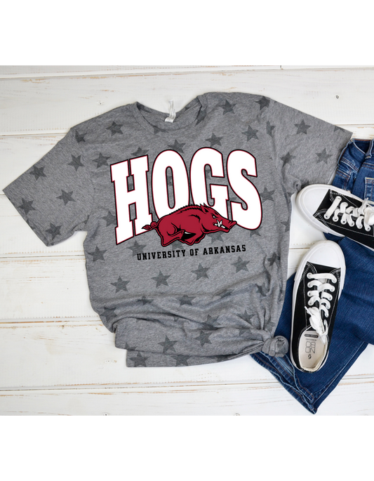 Hogs University of Arkansas Star Print T Shirt