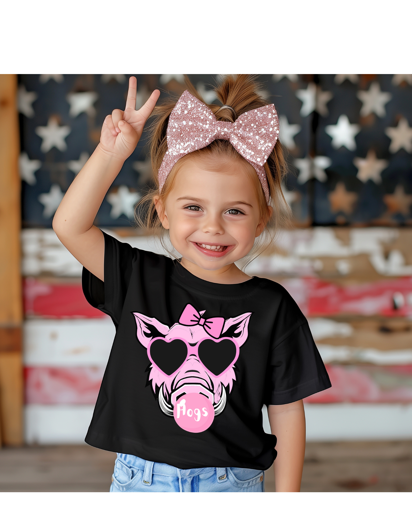 Hog With Bow Youth T Shirt