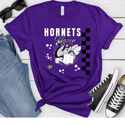 Hornets Checker Mascot Short or Long Sleeve T Shirt