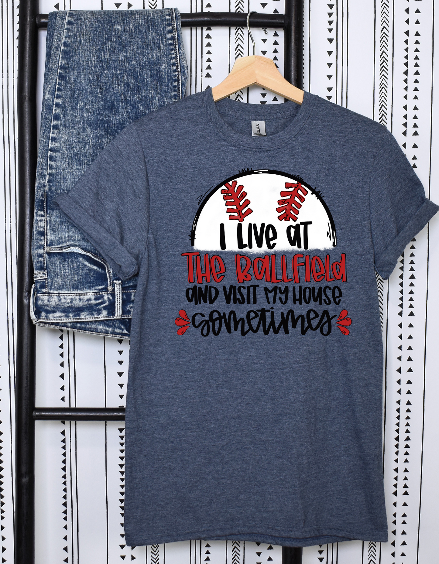 I Live At The Ballfield Baseball T Shirt