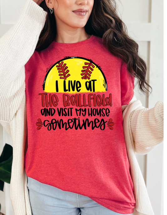 I Live At The Ballfield Softball T Shirt