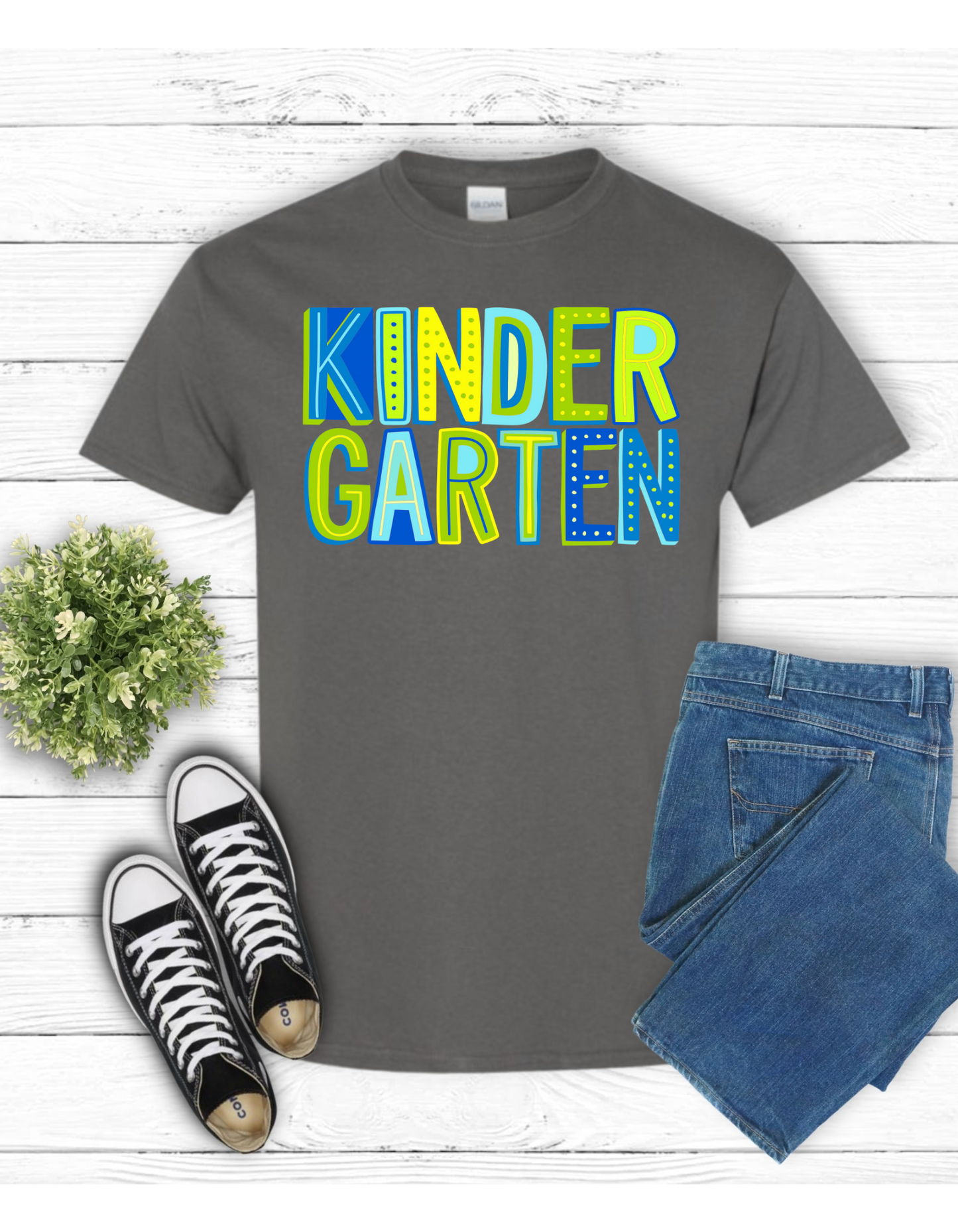 Green and Blue Print Grade Level T Shirt