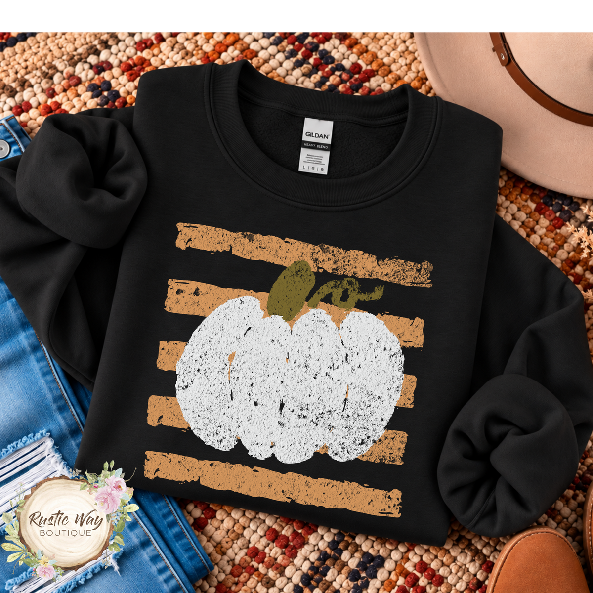 Distressed Pumpkin Sweatshirt