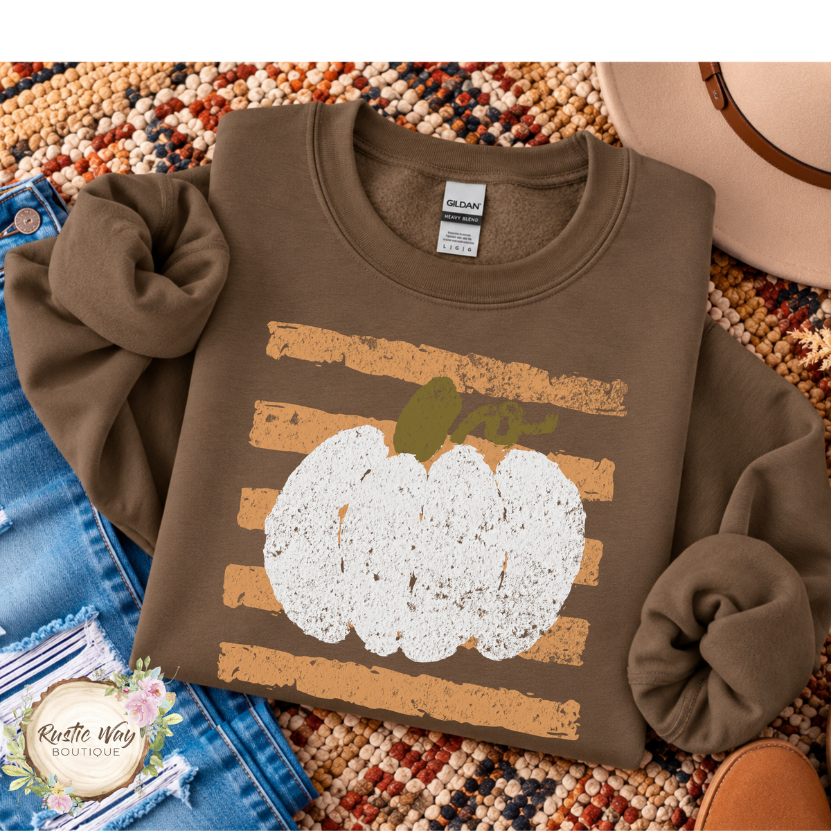 Distressed Pumpkin Sweatshirt