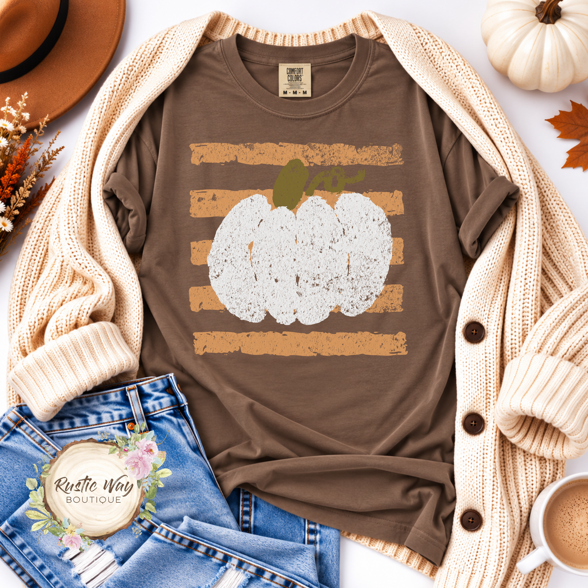 Distressed Pumpkin Short/Long Sleeve Shirt