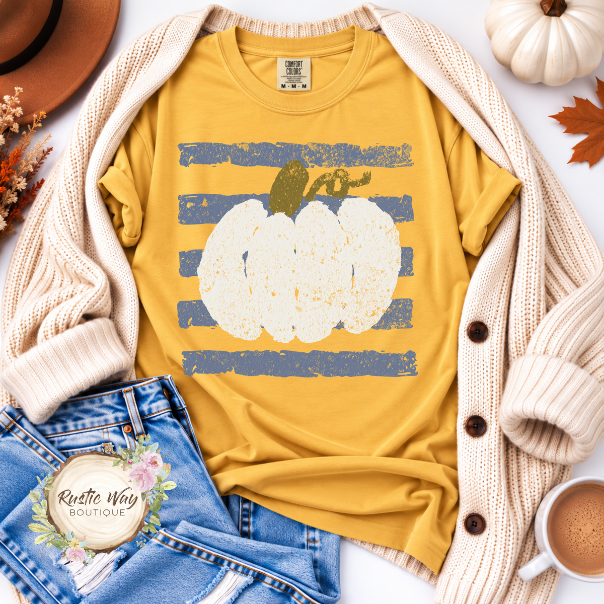 Distressed Pumpkin Short/Long Sleeve Shirt