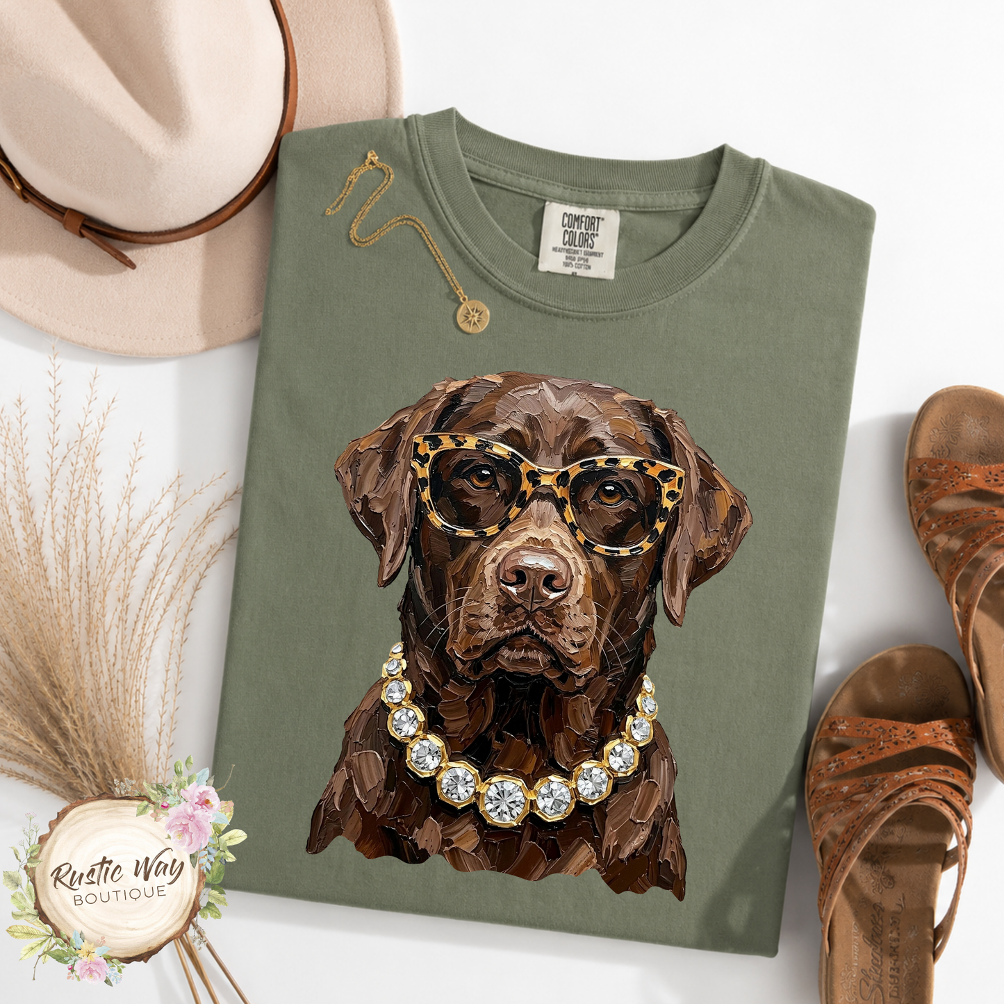 Blingy Chocolate Labrador Short/Long Sleeve Shirt
