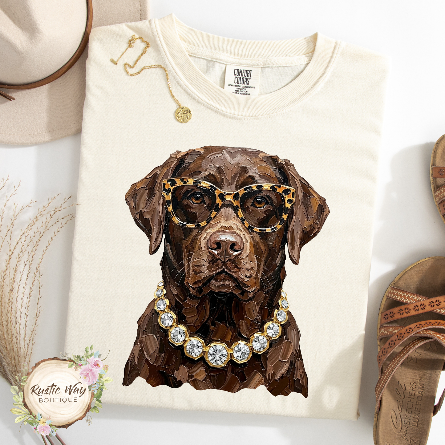 Blingy Chocolate Labrador Short/Long Sleeve Shirt