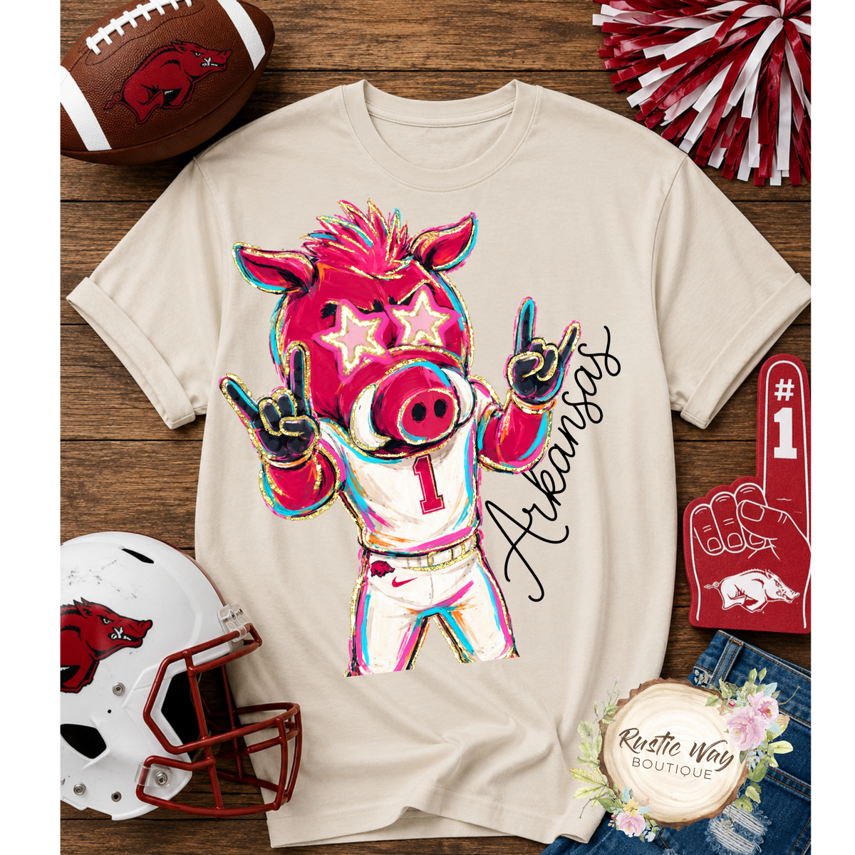 Oversized Razorback Mascot Short/Long Sleeve Shirt