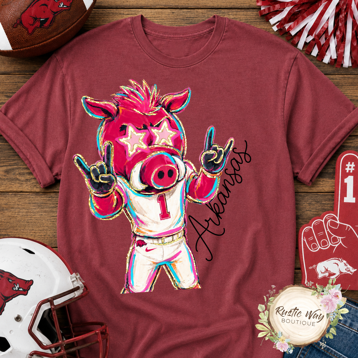 Oversized Razorback Mascot Short/Long Sleeve Shirt