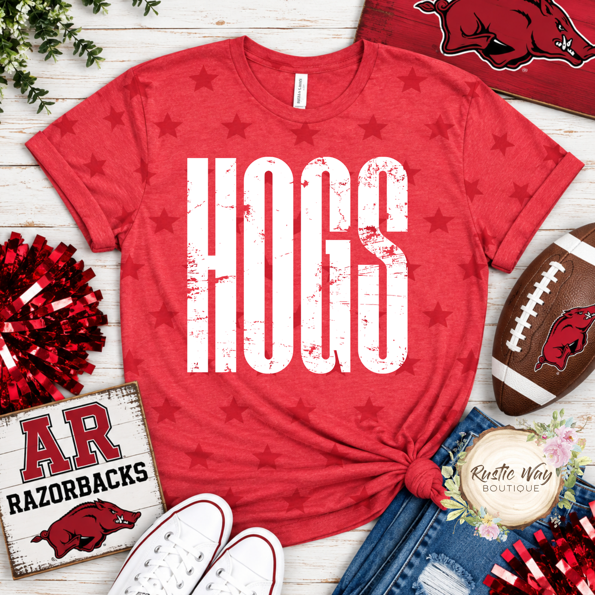 Star Print Hogs T Shirt or Onesie (Infant-Adult sizes)