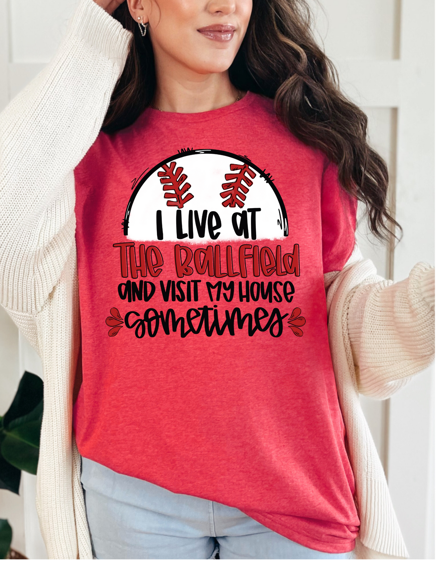 I Live At The Ballfield Baseball T Shirt