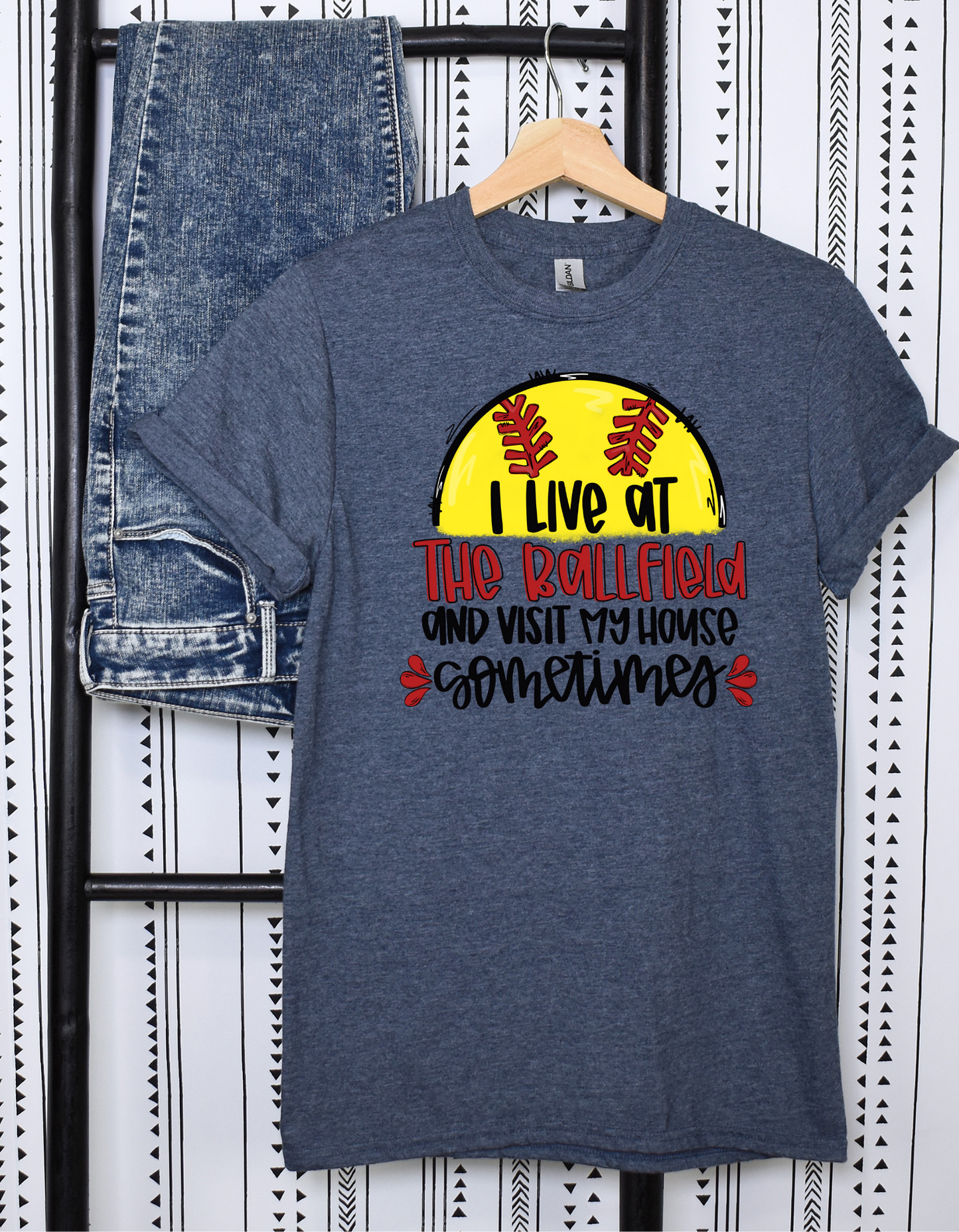 I Live At The Ballfield Softball T Shirt