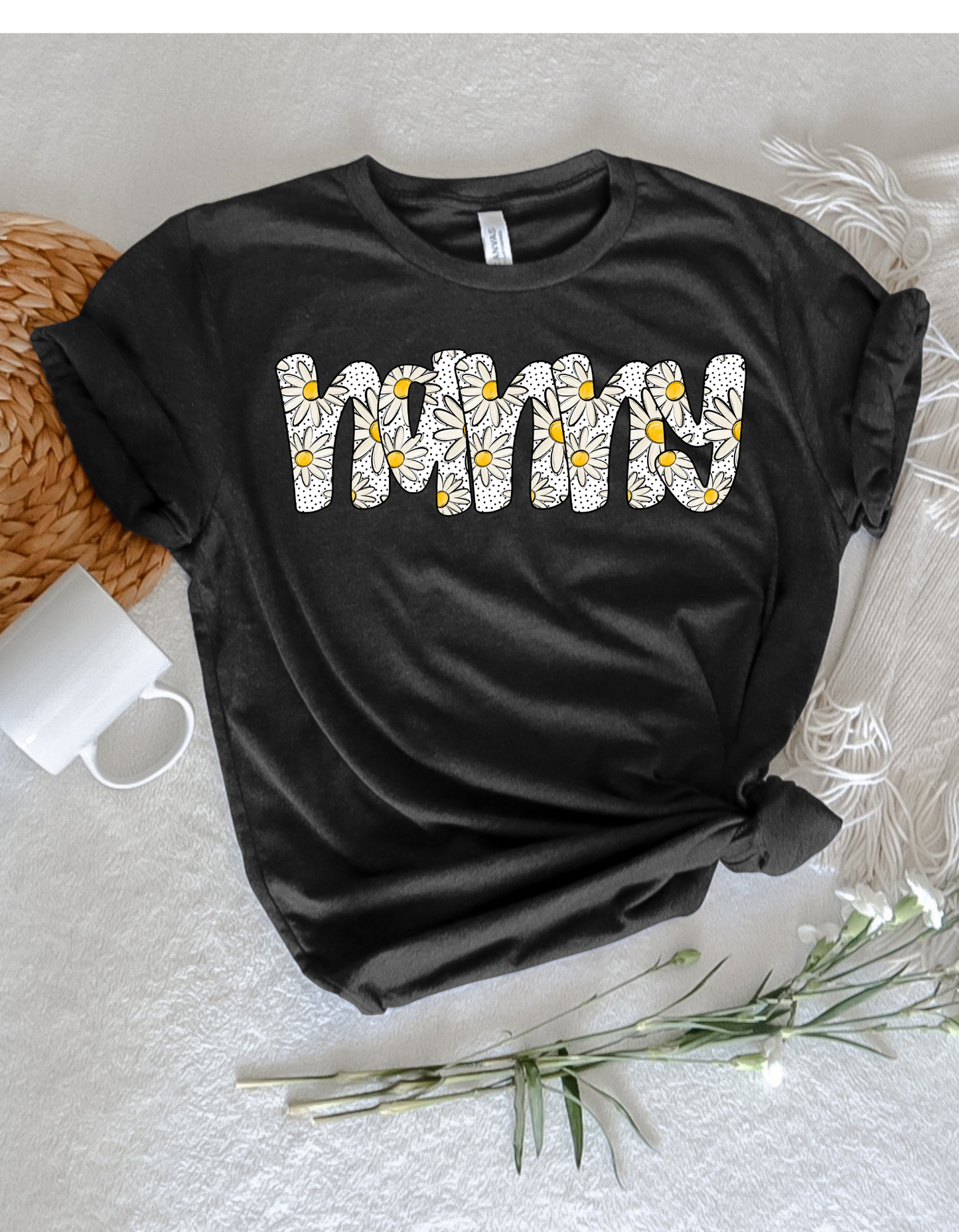 Mama, Grandma, Lolli, or Nanny Daisy Print T Shirt