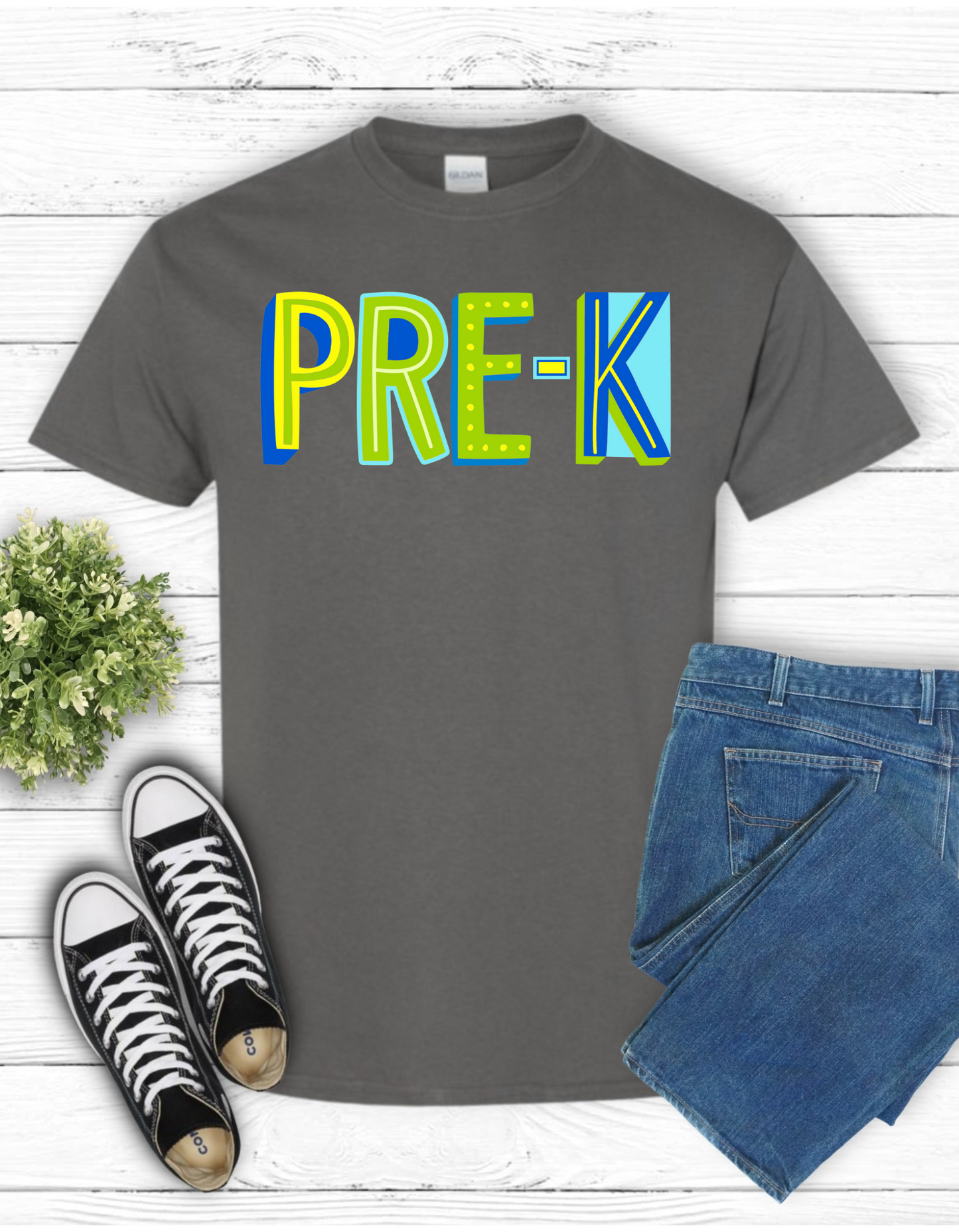 Green and Blue Print Grade Level T Shirt