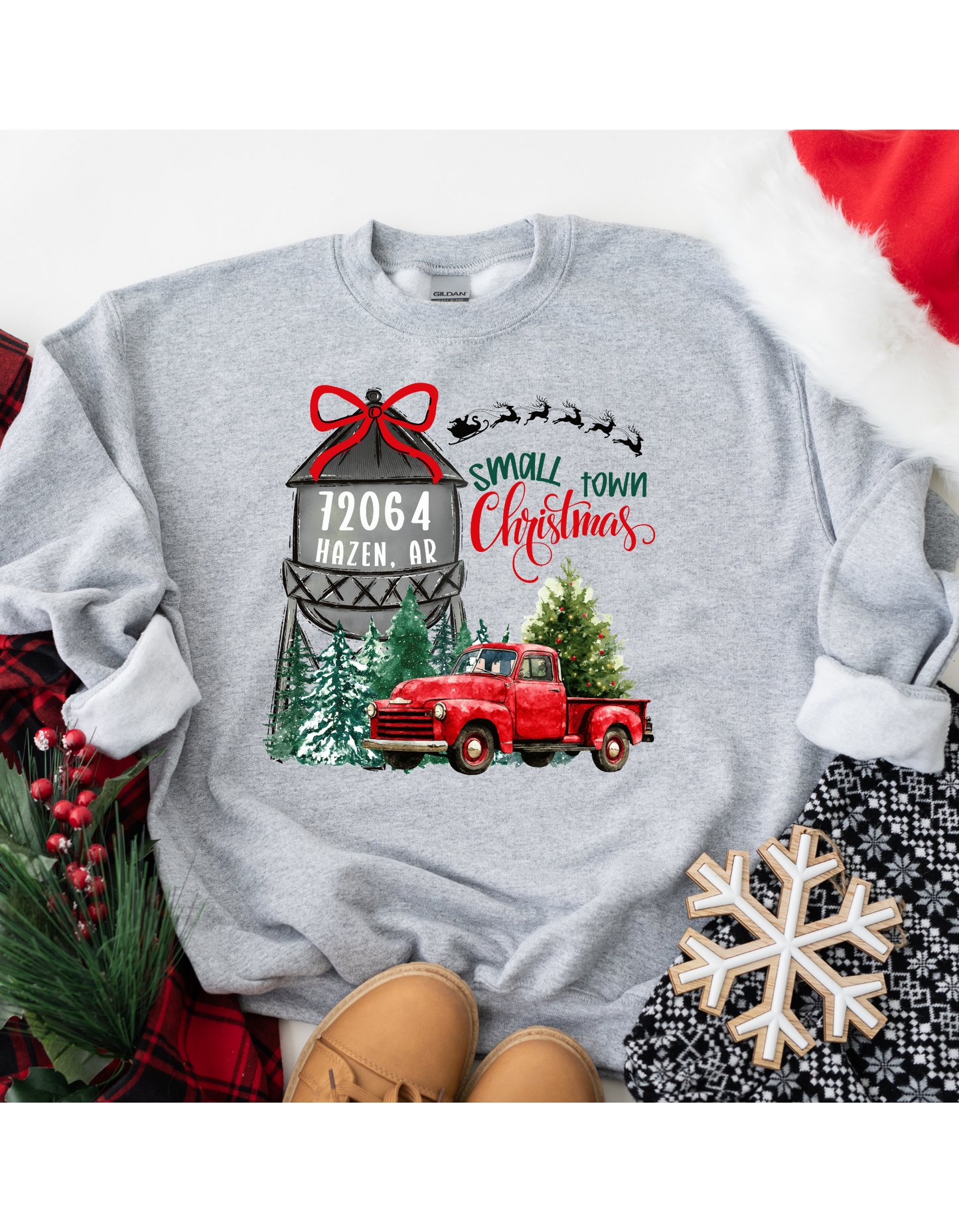 Custom Small Town Christmas Short/Long Sleeve Shirt or Sweatshirt