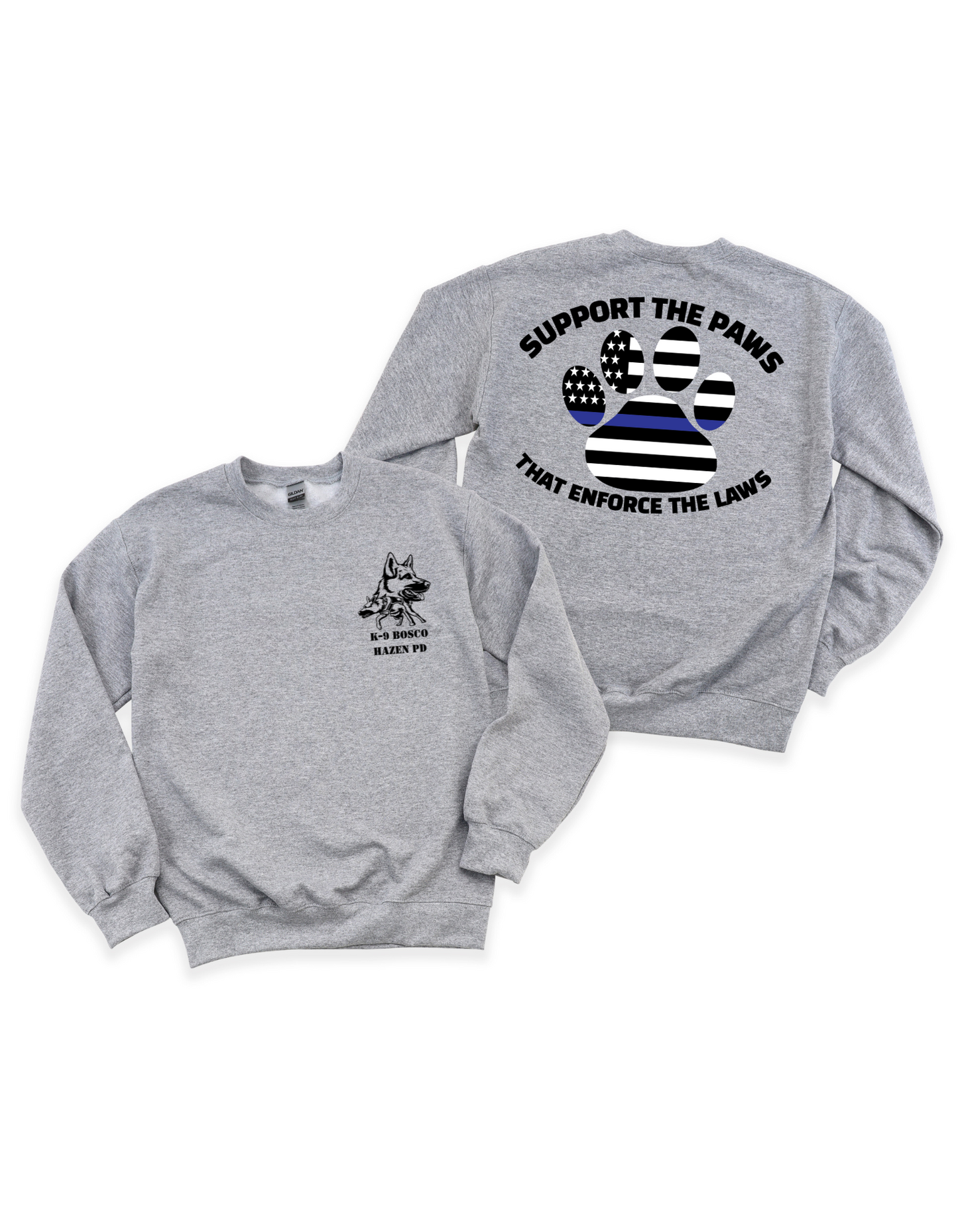 Support the Paws That Enforce the Laws Light Grey Sweatshirt