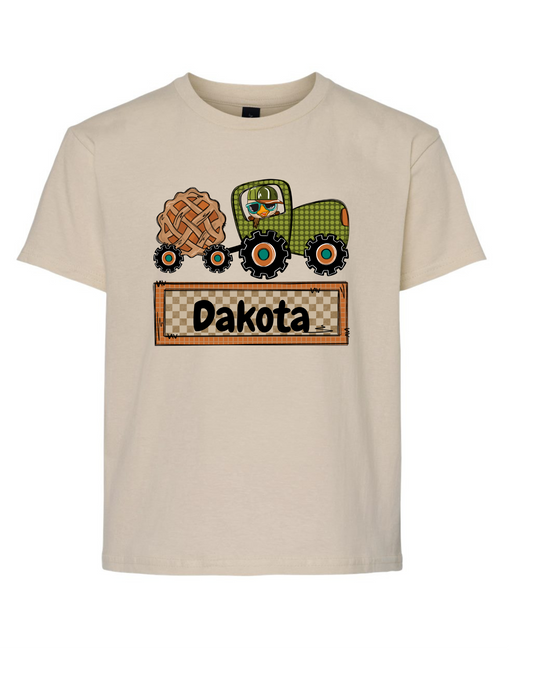 Turkey and Tractor Personalized Short or Long Sleeve T Shirt (toddler/youth)